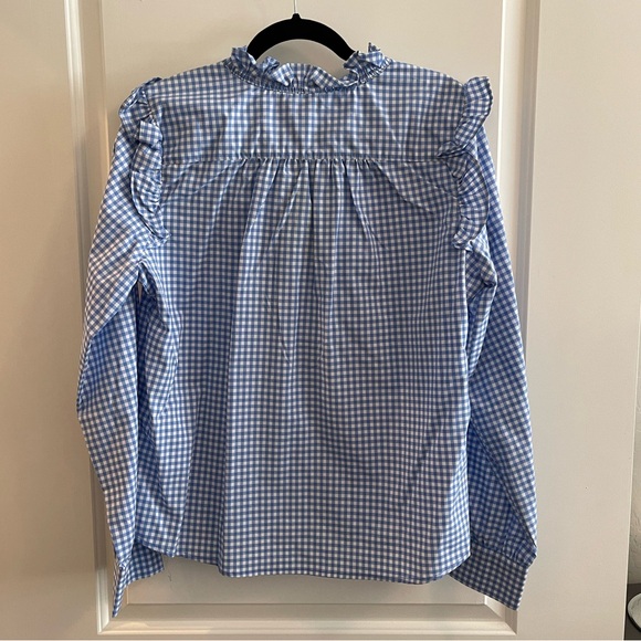Tommy Hilfiger Women's Gingham Light Blue and White with Ruffles Blouse Size XL - Picture 7 of 9